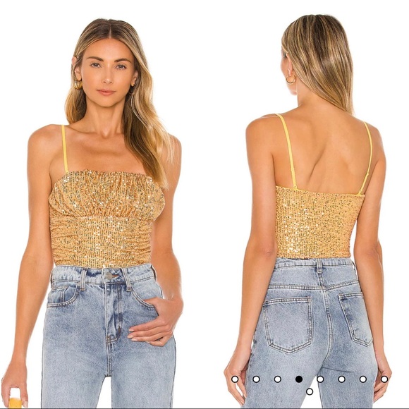 Free People Tops - Free People Ta Da Top in Gold Sequins Size Small
